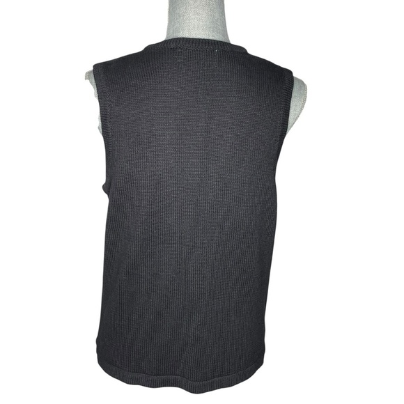 Vintage 90s SML Sport Black Knit Vest M Beaded Sequin Embellished Ramie Cotton - Picture 4 of 11
